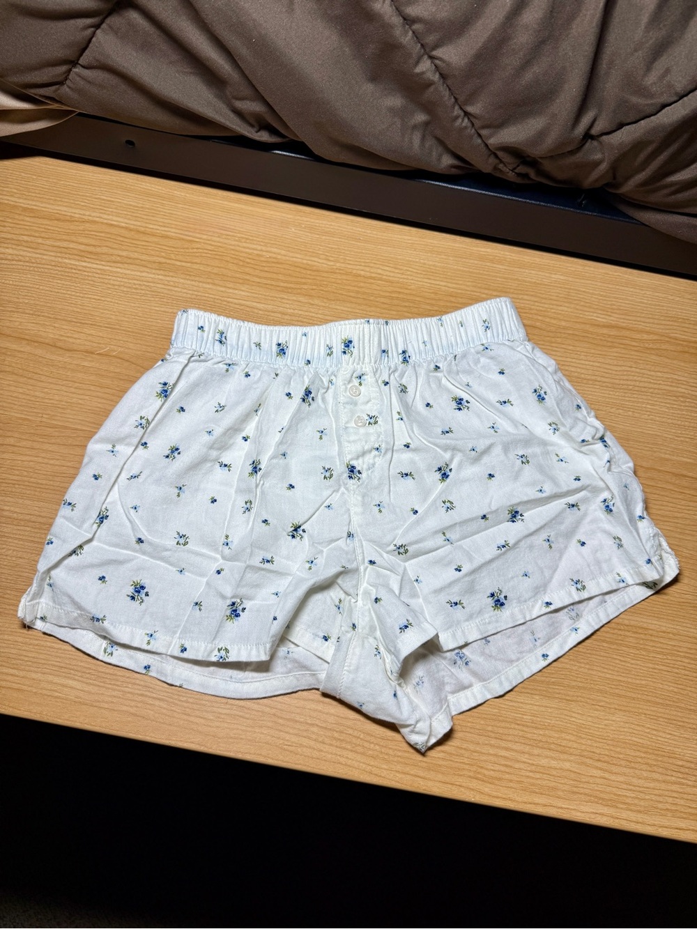 White Floral Cotton Lounge Shorts Woman’s XS